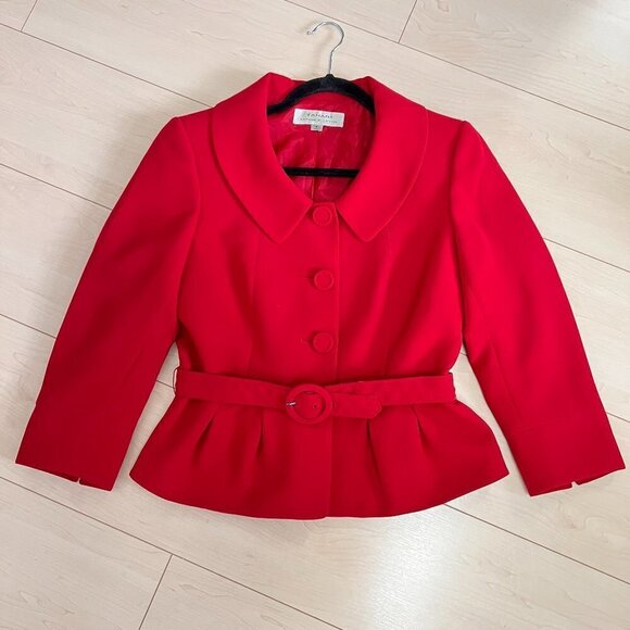 Tahari Jackets & Blazers - Tahari Arthur S Levine Cropped Peplum Jacket Sz 6 Red